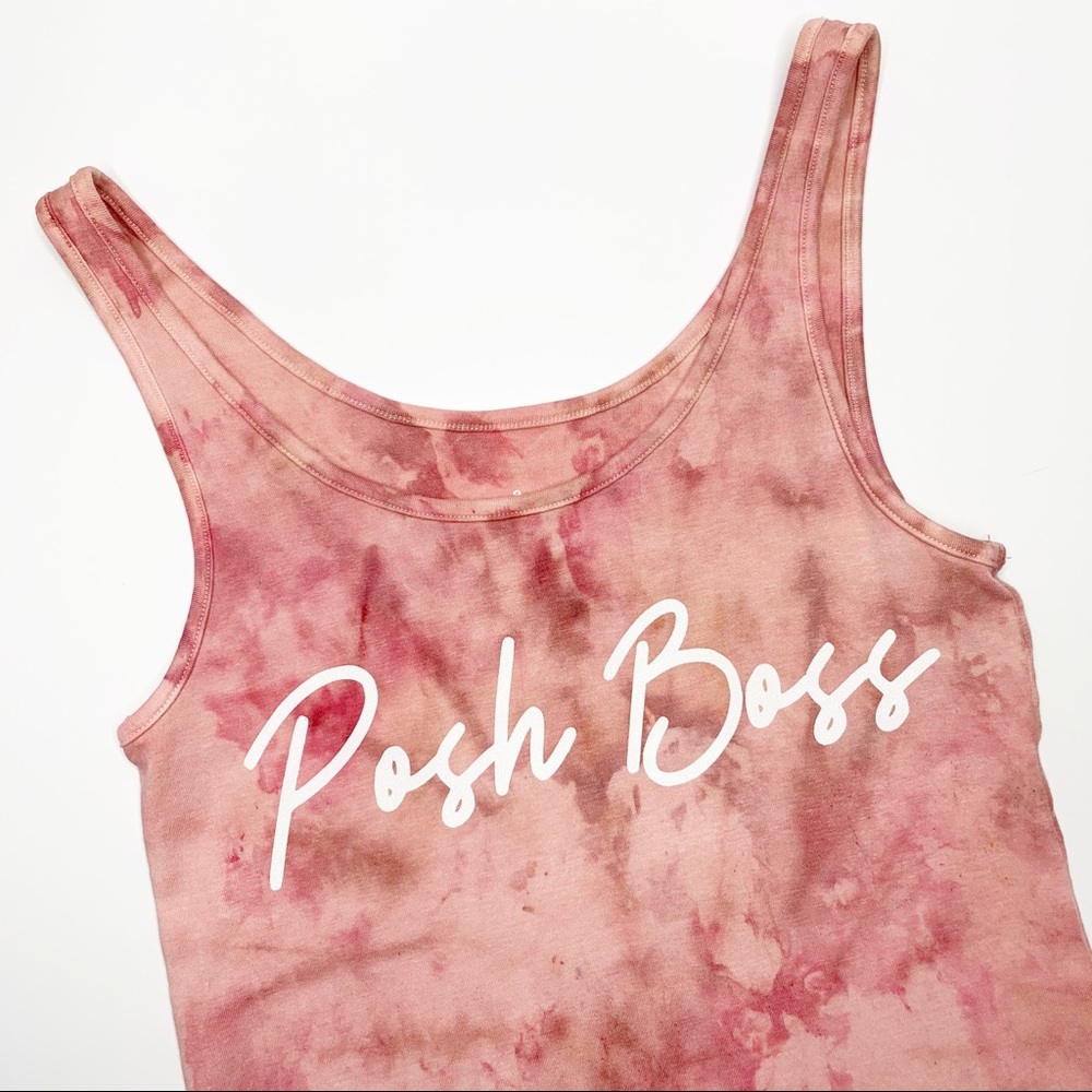 POSH BOSS Tank Top Dusty Pink Tie Dye Small